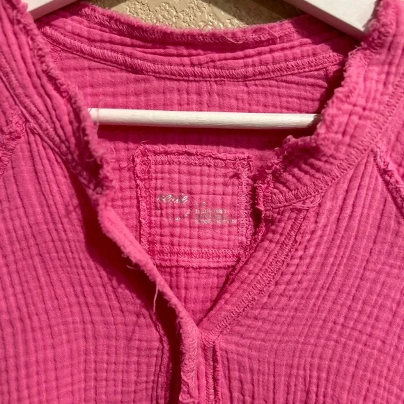 Aerie Pink Women's Gauzey Swim Cover-Up Top Size L Oversized Swim Beachy Boho - Picture 8 of 8